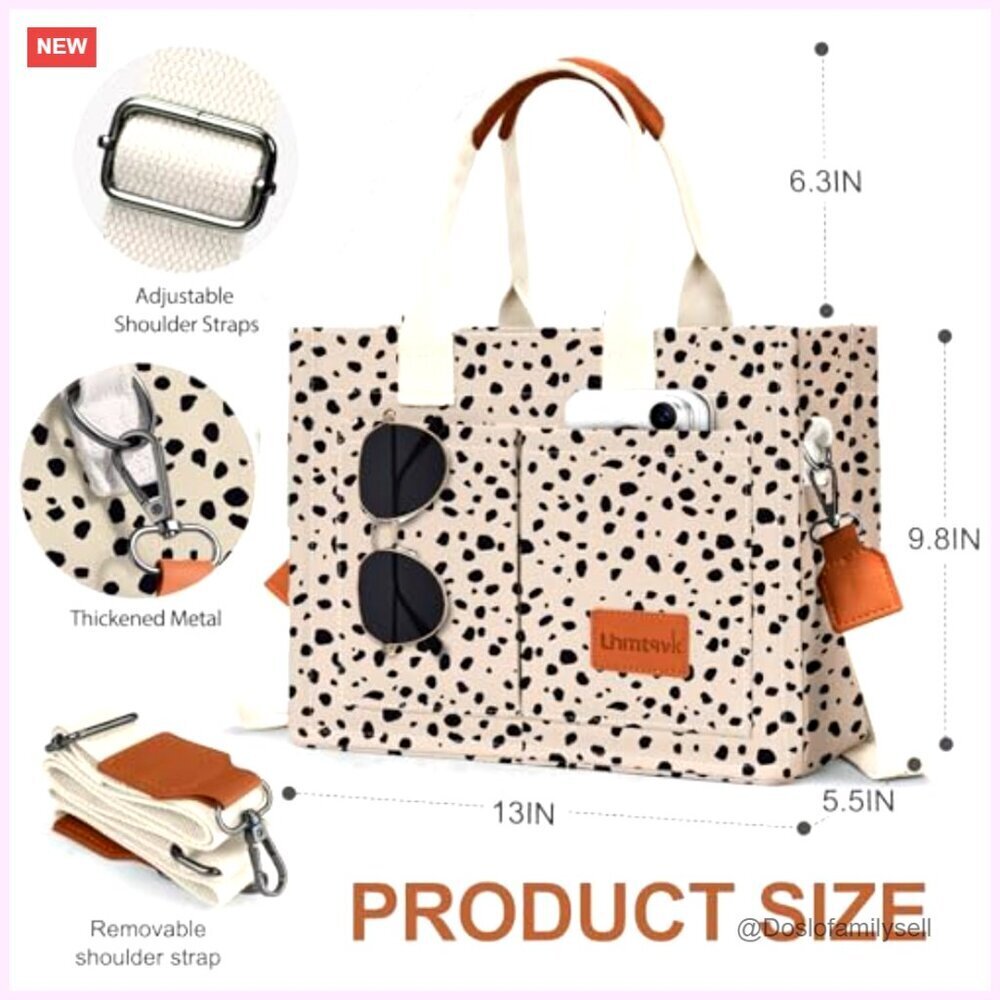 Large Canvas Tote Bag with Multiple Pockets for Work and Travel - Picture 3 of 7